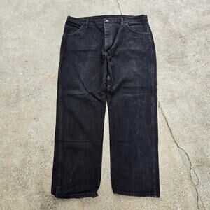 Vtg RUSTLER Plain Black Wash Straight Leg Denim Jeans 42 x 30 40 x 28 Fit